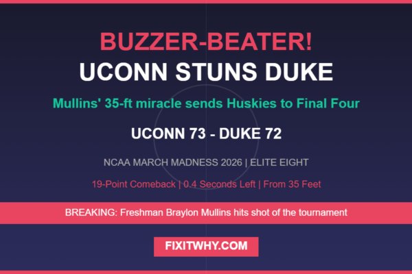 Braylon Mullins buzzer beater sends UConn to Final Four over Duke