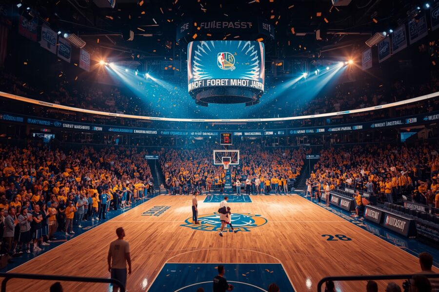 NBA Playoffs Game 1 2026 Denver Nuggets vs Minnesota Timberwolves arena interior