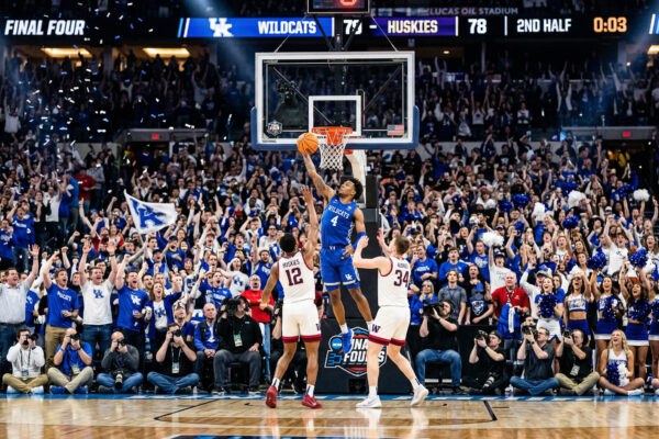 Packed college basketball arena during NCAA Final Four 2026 game
