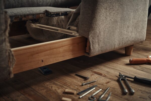 Damaged sofa frame repair after accident woodworking