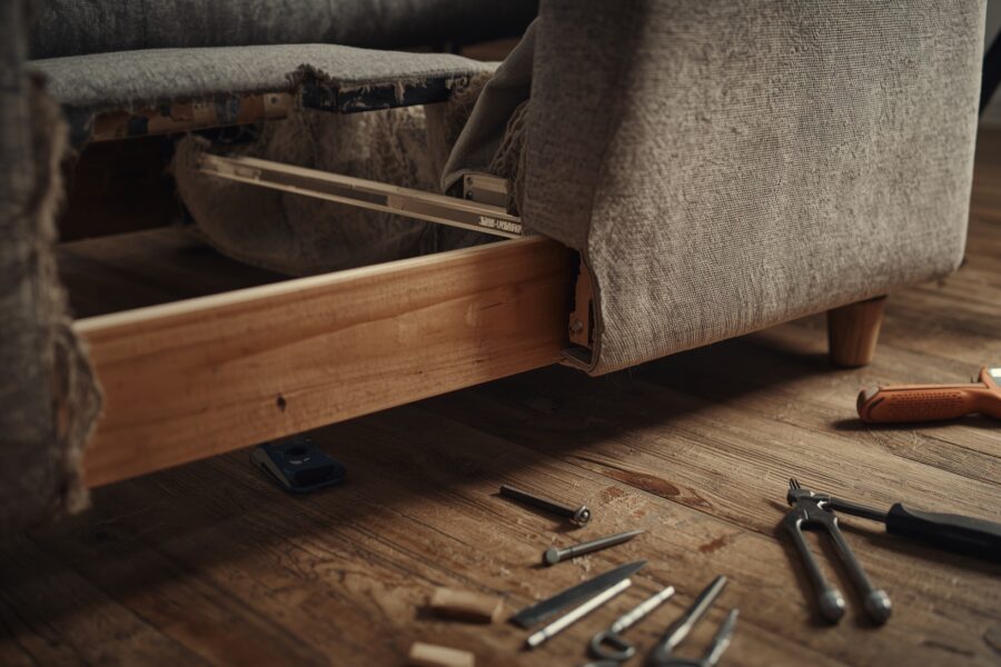 Damaged sofa frame repair after accident woodworking