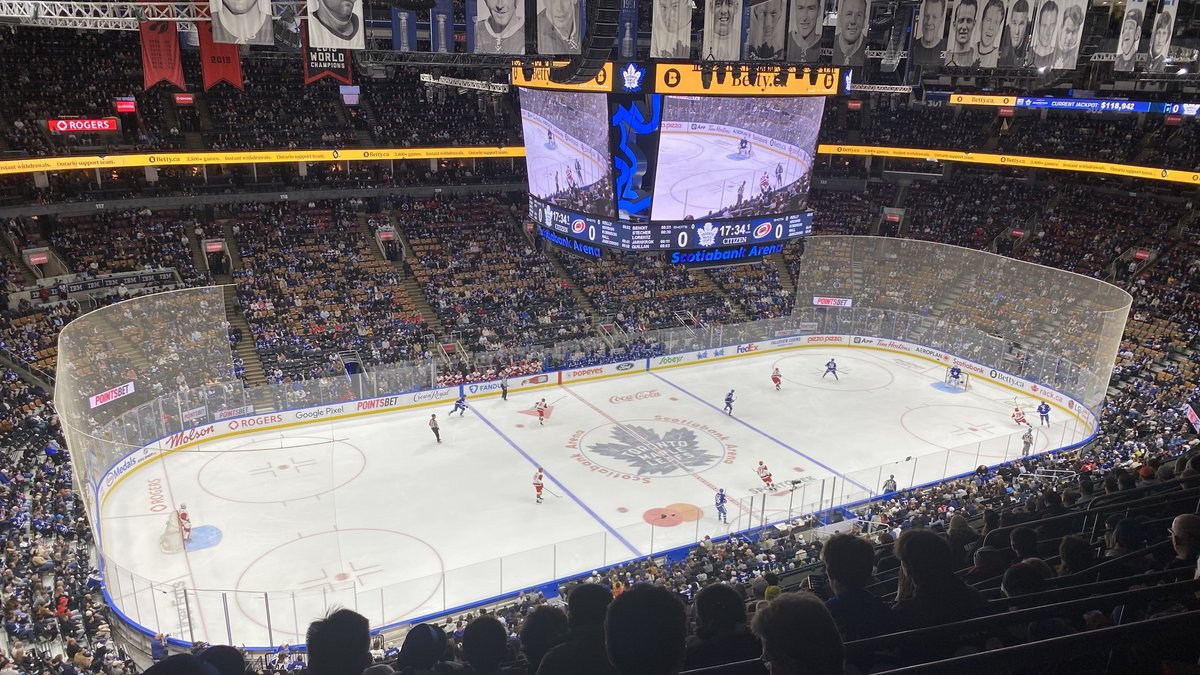 Hockey arena and ice during a playoff game illustrating the Eastern Conference Final atmosphere