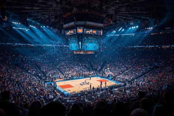 NBA basketball arena packed crowd Oklahoma City Thunder playoff atmosphere